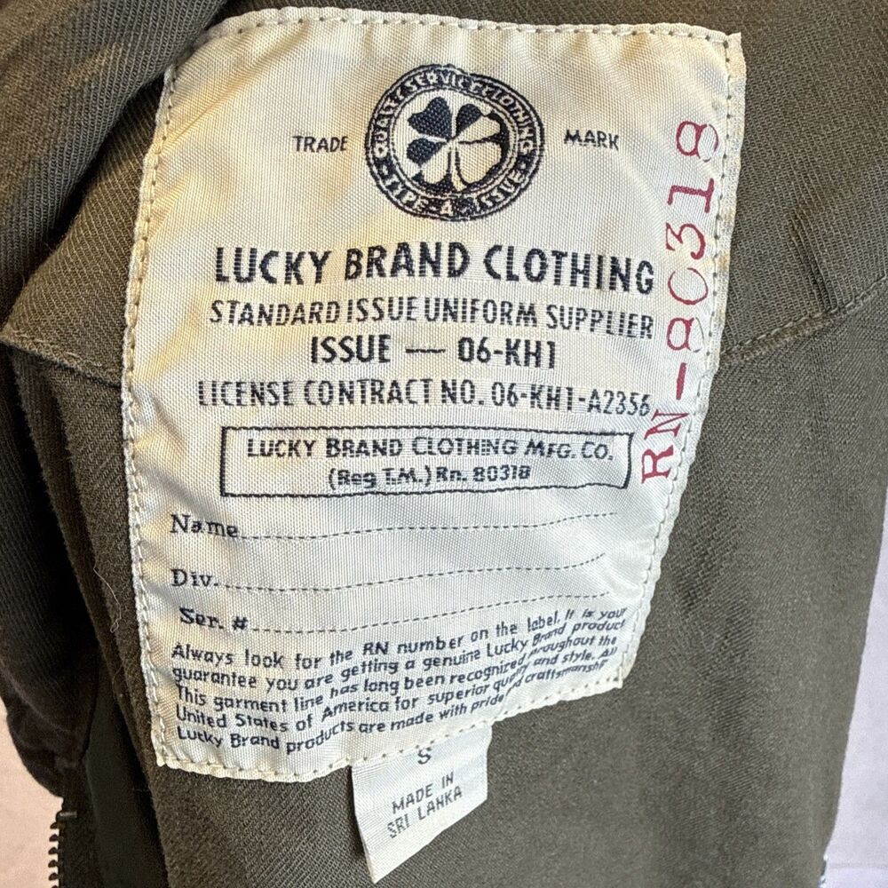 Lucky Brand Olive Military Utility Jacket S Small 7WP3001 Nylon Trim Drawstring - Picture 10 of 16